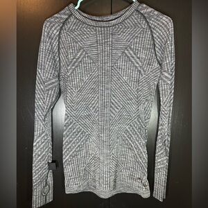 Lululemon Shirt Women's Heather Black Gray Rest Less Ribbed Thermal Athletic